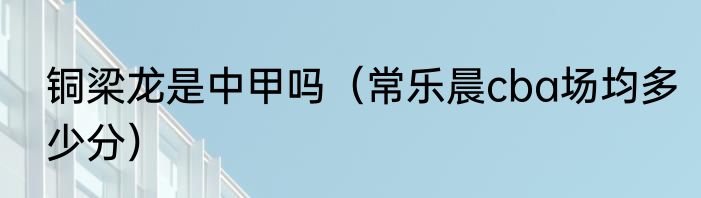 铜梁龙是中甲吗（常乐晨cba场均多少分）