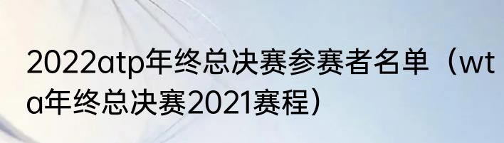 2022atp年终总决赛参赛者名单（wta年终总决赛2021赛程）