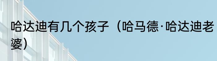 哈达迪有几个孩子（哈马德·哈达迪老婆）