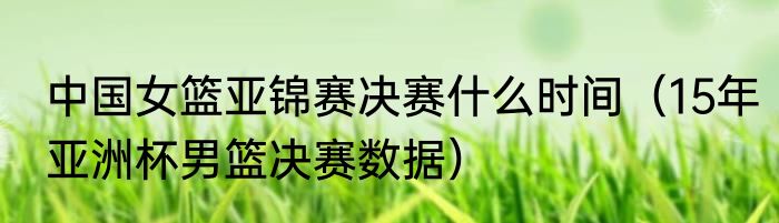 中国女篮亚锦赛决赛什么时间（15年亚洲杯男篮决赛数据）