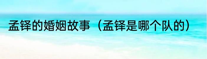 孟铎的婚姻故事（孟铎是哪个队的）