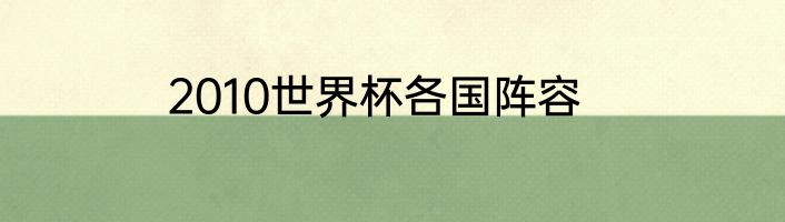 2010世界杯各国阵容