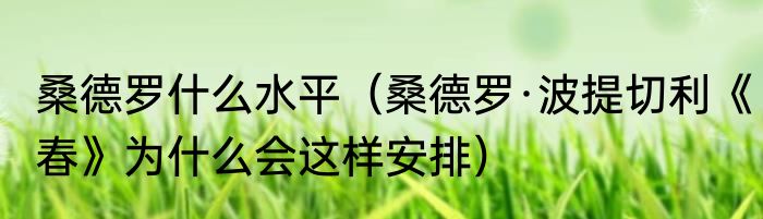 桑德罗什么水平（桑德罗·波提切利《春》为什么会这样安排）