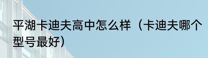平湖卡迪夫高中怎么样（卡迪夫哪个型号最好）