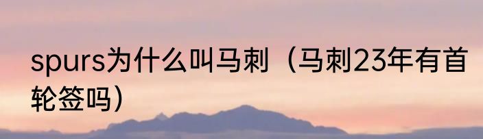 spurs为什么叫马刺（马刺23年有首轮签吗）