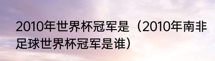 2010年世界杯冠军是（2010年南非足球世界杯冠军是谁）