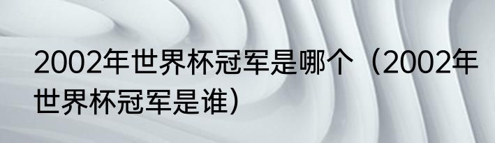 2002年世界杯冠军是哪个（2002年世界杯冠军是谁）
