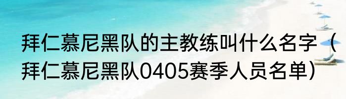 拜仁慕尼黑队的主教练叫什么名字（拜仁慕尼黑队0405赛季人员名单）