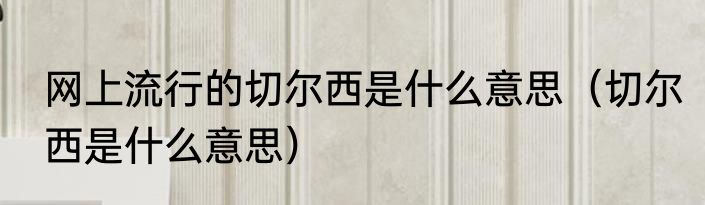 网上流行的切尔西是什么意思（切尔西是什么意思）