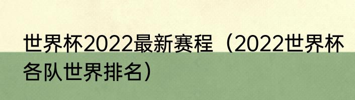 世界杯2022最新赛程（2022世界杯各队世界排名）