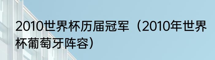 2010世界杯历届冠军（2010年世界杯葡萄牙阵容）