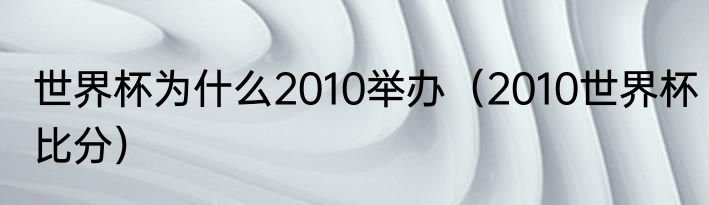 世界杯为什么2010举办（2010世界杯比分）