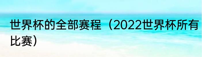 世界杯的全部赛程（2022世界杯所有比赛）