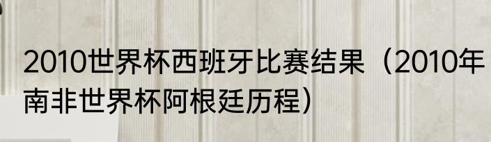 2010世界杯西班牙比赛结果（2010年南非世界杯阿根廷历程）