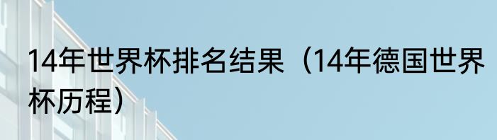 14年世界杯排名结果（14年德国世界杯历程）