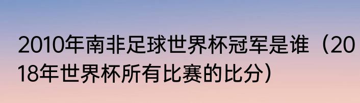 2010年南非足球世界杯冠军是谁（2018年世界杯所有比赛的比分）