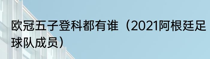 欧冠五子登科都有谁（2021阿根廷足球队成员）