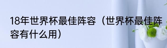 18年世界杯最佳阵容（世界杯最佳阵容有什么用）
