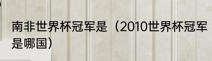 南非世界杯冠军是（2010世界杯冠军是哪国）