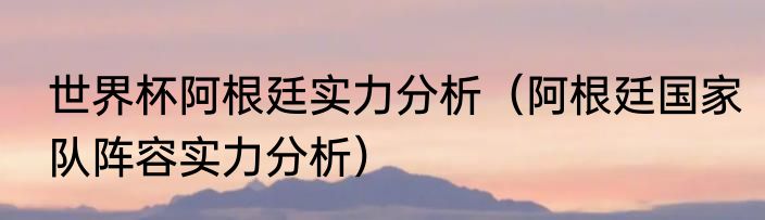 世界杯阿根廷实力分析（阿根廷国家队阵容实力分析）