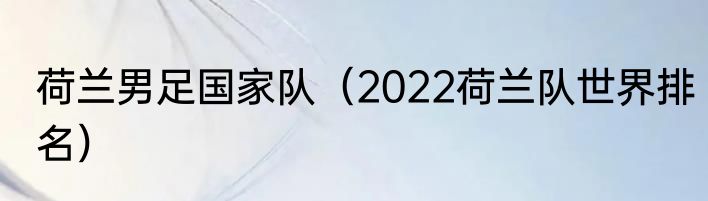 荷兰男足国家队（2022荷兰队世界排名）