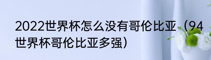 2022世界杯怎么没有哥伦比亚（94世界杯哥伦比亚多强）