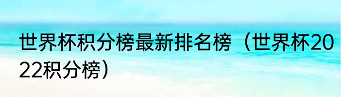 世界杯积分榜最新排名榜（世界杯2022积分榜）