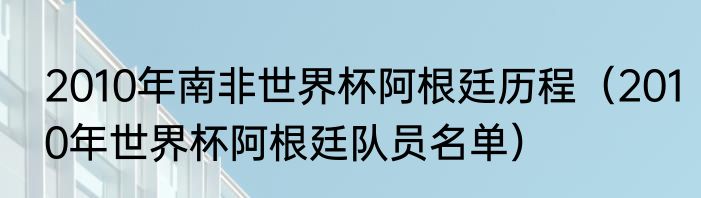 2010年南非世界杯阿根廷历程（2010年世界杯阿根廷队员名单）