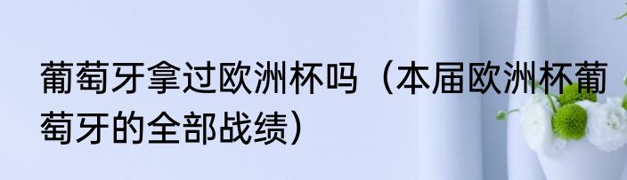 葡萄牙拿过欧洲杯吗（本届欧洲杯葡萄牙的全部战绩）