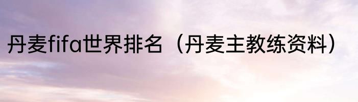 丹麦fifa世界排名（丹麦主教练资料）