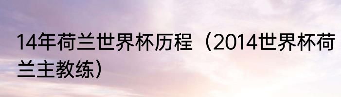 14年荷兰世界杯历程（2014世界杯荷兰主教练）