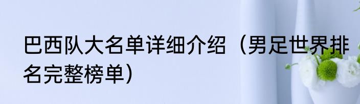 巴西队大名单详细介绍（男足世界排名完整榜单）