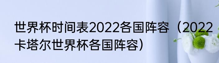 世界杯时间表2022各国阵容（2022卡塔尔世界杯各国阵容）