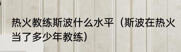 热火教练斯波什么水平（斯波在热火当了多少年教练）