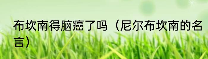 布坎南得脑癌了吗（尼尔布坎南的名言）