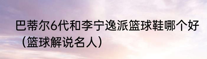 巴蒂尔6代和李宁逸派篮球鞋哪个好（篮球解说名人）