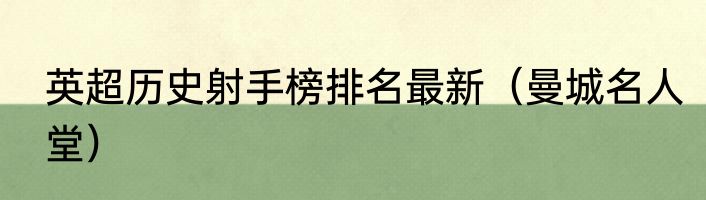 英超历史射手榜排名最新（曼城名人堂）