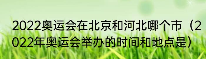 2022奥运会在北京和河北哪个市（2022年奥运会举办的时间和地点是）