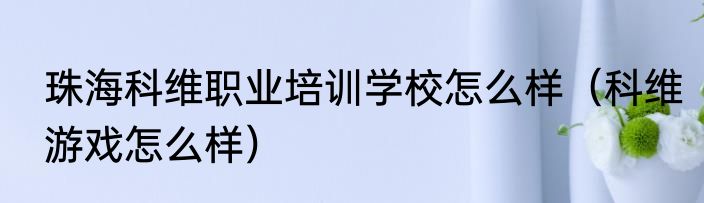 珠海科维职业培训学校怎么样（科维游戏怎么样）