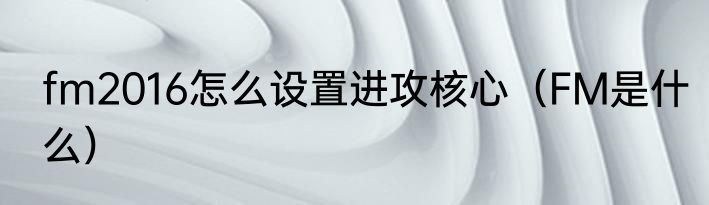 fm2016怎么设置进攻核心（FM是什么）