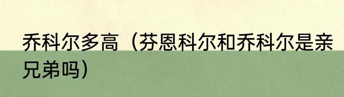 乔科尔多高（芬恩科尔和乔科尔是亲兄弟吗）
