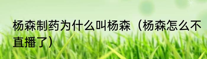 杨森制药为什么叫杨森（杨森怎么不直播了）