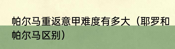 帕尔马重返意甲难度有多大（耶罗和帕尔马区别）