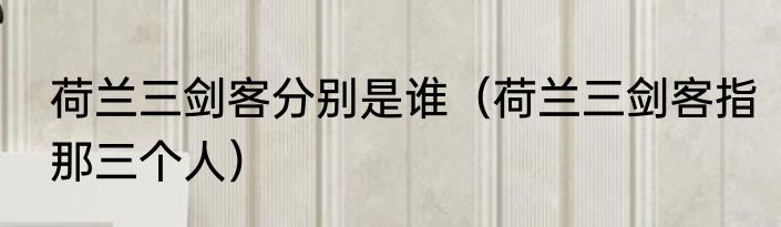 荷兰三剑客分别是谁（荷兰三剑客指那三个人）