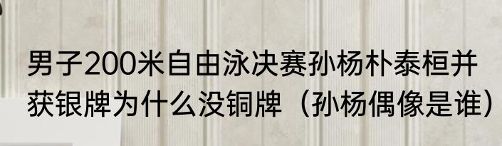 男子200米自由泳决赛孙杨朴泰桓并获银牌为什么没铜牌（孙杨偶像是谁）