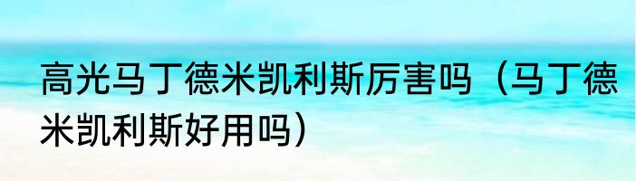 高光马丁德米凯利斯厉害吗（马丁德米凯利斯好用吗）