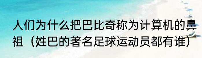 人们为什么把巴比奇称为计算机的鼻祖（姓巴的著名足球运动员都有谁）