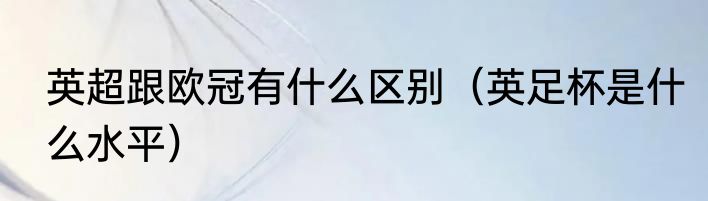 英超跟欧冠有什么区别（英足杯是什么水平）