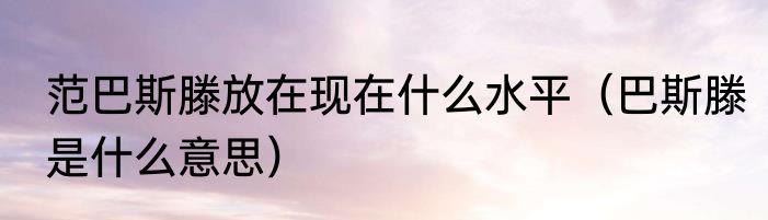范巴斯滕放在现在什么水平（巴斯滕是什么意思）