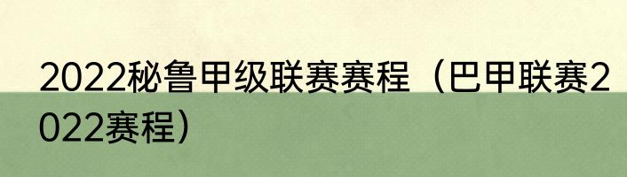 2022秘鲁甲级联赛赛程（巴甲联赛2022赛程）